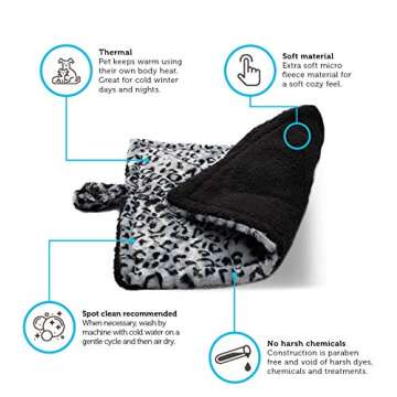 Paws & Pals Thermal Cat Self Warming Bed 20" x 17.5" - Mat for Pets Dog Kittens Puppy - Grey White Black Leopard Print