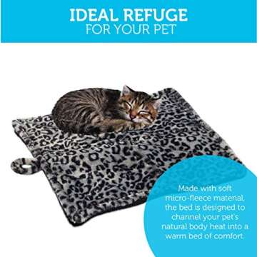Paws & Pals Thermal Cat Self Warming Bed 20" x 17.5" - Mat for Pets Dog Kittens Puppy - Grey White Black Leopard Print