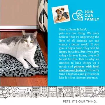 Paws & Pals Thermal Cat Self Warming Bed 20" x 17.5" - Mat for Pets Dog Kittens Puppy - Grey White Black Leopard Print