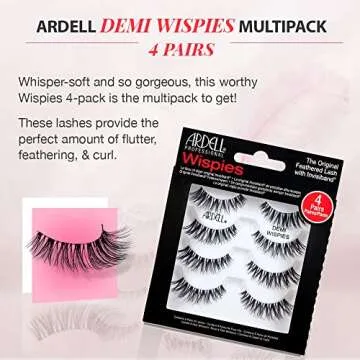 Ardell Demi Wispies False Eyelashes, Black - Full Volume Demi Wispies, Reusable Strip Lashes for Eye Make-up Enhancement, 2 Pack