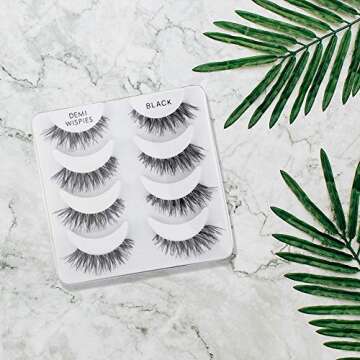 Ardell Demi Wispies False Eyelashes, Black - Full Volume Demi Wispies, Reusable Strip Lashes for Eye Make-up Enhancement, 2 Pack
