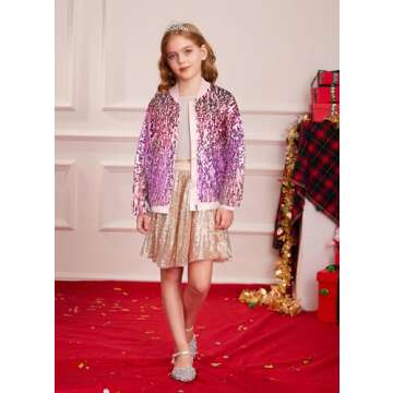 Hot Pink Sequin Jacket for Girls by Grace Karin