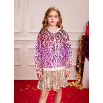 Hot Pink Sequin Jacket for Girls by Grace Karin