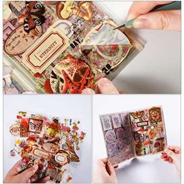 20 Sheets Vintage Aesthetic Stickers Book for Journaling,Transparent PET Black White Celestial Antiquarian Stickers Decal Set for Art Junk Journal Planners DIY Notebook Collage Album (chengbaohuayuan)