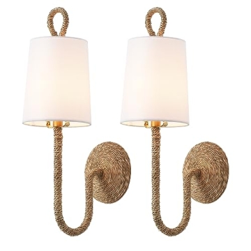 Stylish MhyTogn Rattan Wall Sconce Set of 2 for Home Decor