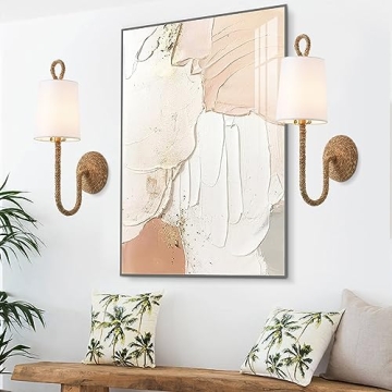 Stylish MhyTogn Rattan Wall Sconce Set of 2 for Home Decor