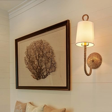 Stylish MhyTogn Rattan Wall Sconce Set of 2 for Home Decor