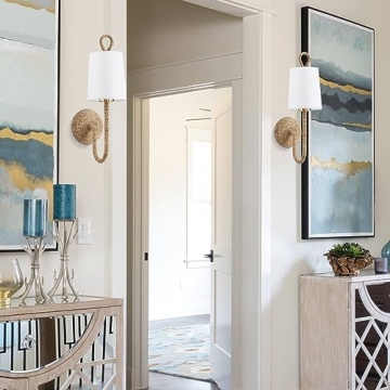 Stylish MhyTogn Rattan Wall Sconce Set of 2 for Home Decor