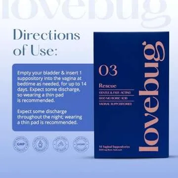 LoveBug Boric Acid Suppositories for Women's Wellness - 14ct
