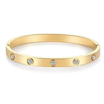 Chic Hinged CZ Bangle Bracelet for Everyday Style
