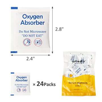 wisedry 1000CC [24 Packs] Food Grade Oxygen Absorbers for Long Term Food Storage, Keep Food Fresh Anti Oxygen Absorbing Packets for Wheat Oats Flour and Freeze Dried Foods