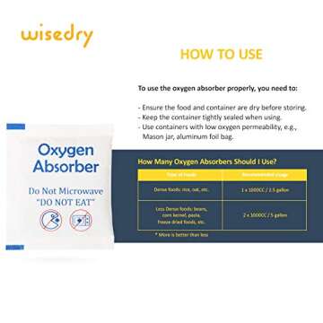 wisedry 1000CC [24 Packs] Food Grade Oxygen Absorbers for Long Term Food Storage, Keep Food Fresh Anti Oxygen Absorbing Packets for Wheat Oats Flour and Freeze Dried Foods