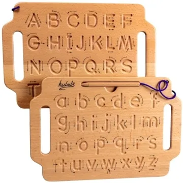 Hulats Learn to Write - Portable Wooden Alphabet Letter Tracing Sensory Pad - Handwriting Practice f...