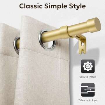 Zeerobee Heavy Duty Curtain Rods - Adjustable Length 66-120