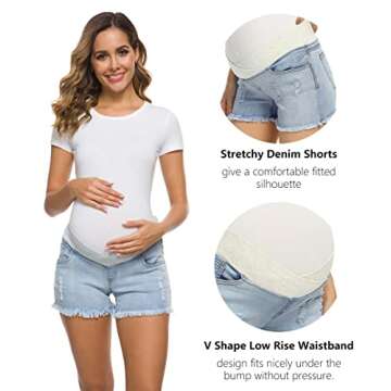 Foucome Maternity Jean Shorts for Women - Summer Style