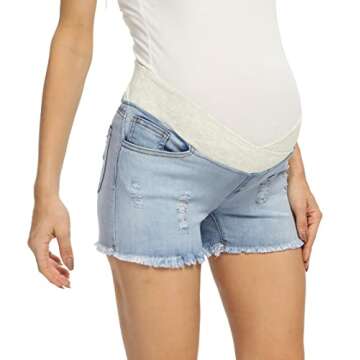 Foucome Maternity Jean Shorts for Women - Summer Style