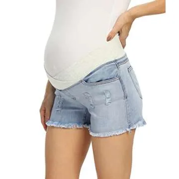 Foucome Maternity Jean Shorts for Women - Summer Style