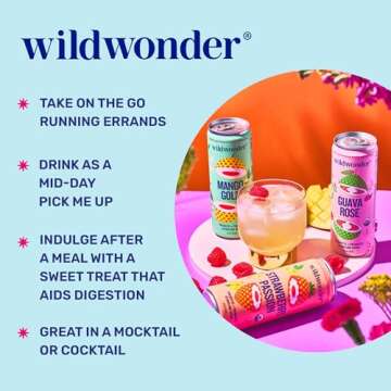 wildwonder Sparkling Probiotic Juice Drink w/Gut Health Immunity & Support 5g Fiber, Live Probiotics...