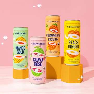 wildwonder Sparkling Probiotic Juice Drink w/Gut Health Immunity & Support 5g Fiber, Live Probiotics, Caffeine Free, Organic, Vegan, Low Sugar, 12pk 12oz, Classic Variety Pack, As Seen on Shark Tank