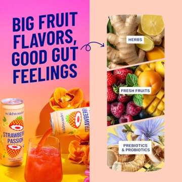 wildwonder Sparkling Probiotic Juice Drink w/Gut Health Immunity & Support 5g Fiber, Live Probiotics, Caffeine Free, Organic, Vegan, Low Sugar, 12pk 12oz, Classic Variety Pack, As Seen on Shark Tank