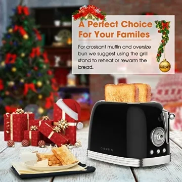 CROWNFUL Retro 2-Slice Toaster with Extra Wide Slots