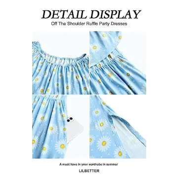 LILBETTER Womens Floral Print Off The Shoulder Ruffle Party Dresses Side Split Beach Maxi Dress (SF Black,X-Large)