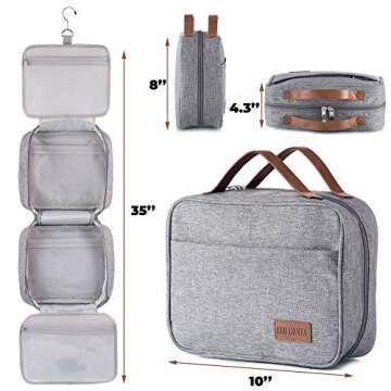 Birsppy LEO GONTA Premium Travel Toiletry Bag for Women, TSA Approved Hanging Toiletry Bag for Men, Makeup Bag, Travel Makeup Bag, Cosmetic Bag, Makeup Organizer Bag, Makeup Travel Bag for Toiletries