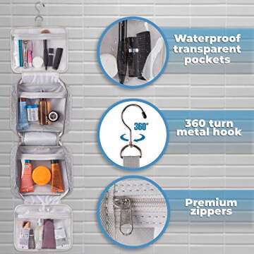 Birsppy LEO GONTA Premium Travel Toiletry Bag for Women, TSA Approved Hanging Toiletry Bag for Men, Makeup Bag, Travel Makeup Bag, Cosmetic Bag, Makeup Organizer Bag, Makeup Travel Bag for Toiletries