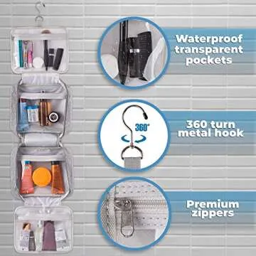 Birsppy LEO GONTA Premium Travel Toiletry Bag for Women, TSA Approved Hanging Toiletry Bag for Men, Makeup Bag, Travel Makeup Bag, Cosmetic Bag, Makeup Organizer Bag, Makeup Travel Bag for Toiletries