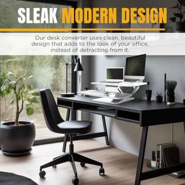 prontogoods Standing Desk Converter, Stand Up Desk Riser Adapter, Adjustable Dual Monitor Sit Stand Desk Riser for Desktop, Tabletops, Laptop, Gaming – 26", White