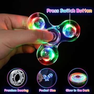 Gigilli Fidget Spinners 16 Pcs, Valentines Party Favors LED Light Up Bulk Fidget Spinners Kids 4-12, Valentine Goodie Bag Stuffers Glow in The Dark Party Supplies Birthday Classroom Prizes Return Gift