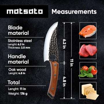 Matsato Chef Knife - Perfect Kitchen Knife. Japanese Knife for Cooking, Chopping. Japanese Style Knife for Home, Camping, BBQ. For Balance & Control