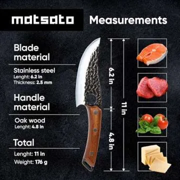 Matsato Chef Knife - Perfect Kitchen Knife. Japanese Knife for Cooking, Chopping. Japanese Style Knife for Home, Camping, BBQ. For Balance & Control
