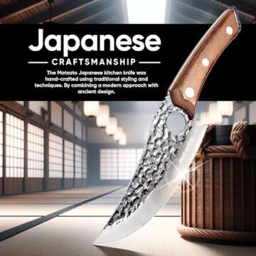 Matsato Chef Knife - Perfect Kitchen Knife. Japanese Knife for Cooking, Chopping. Japanese Style Knife for Home, Camping, BBQ. For Balance & Control