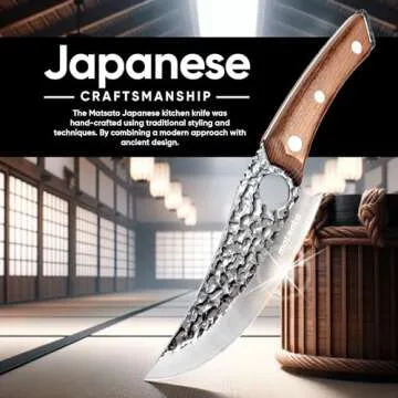 Matsato Chef Knife - Perfect Kitchen Knife. Japanese Knife for Cooking, Chopping. Japanese Style Knife for Home, Camping, BBQ. For Balance & Control