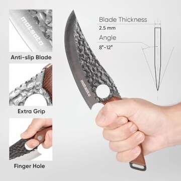 Matsato Chef Knife - Perfect Kitchen Knife. Japanese Knife for Cooking, Chopping. Japanese Style Knife for Home, Camping, BBQ. For Balance & Control