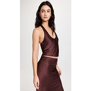 Lioness Women's Roxy Halter Top - Curvy Friendly Satin Blouse