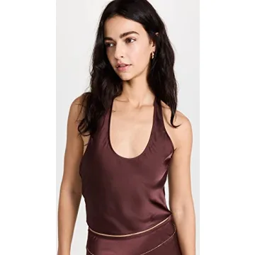 Lioness Women's Roxy Halter Top - Curvy Friendly Satin Blouse