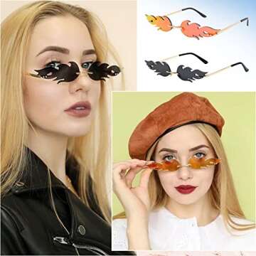 Unique Flame-Shaped Fun Fire Sunglasses for Trendy Looks