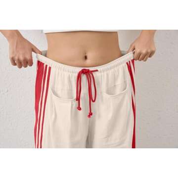 MISSACTIVER Stylish Women Wide Leg Striped Sweatpants