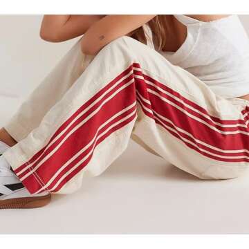 MISSACTIVER Stylish Women Wide Leg Striped Sweatpants