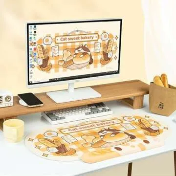 YOCORE Cute Kitty Mouse Pad and Wrist Rest Set- Large Non-Slip Rubber Base Desk Pad and Wrist Support for Keyboard-Laptop Desk Mat for Gaming, Writing