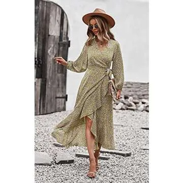 PRETTYGARDEN Floral Maxi Wrap Dress for Women