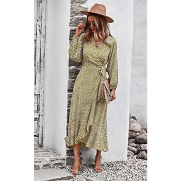 PRETTYGARDEN Floral Maxi Wrap Dress for Women