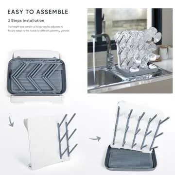 Termichy Baby Bottle Drying Rack: Large Vertical Bottle Dryer Rack Holder - Space Saving Standing Drying Rack for Baby Bottles and Pump Part Cleaning (Gray)