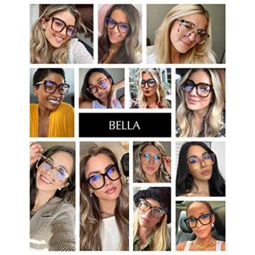 DIFF Bella Designer Square Computer Blue Light Blocking Glasses Women Oversized, Black