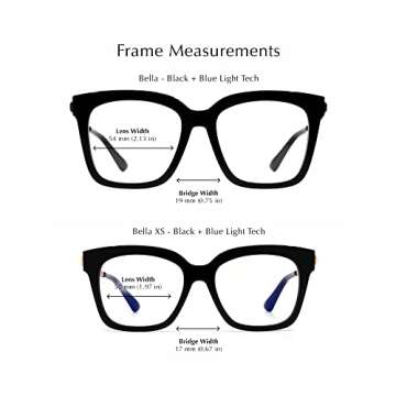 DIFF Bella Designer Square Computer Blue Light Blocking Glasses Women Oversized, Black