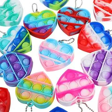 Fuyage Heart Push Pop Keychains for Kids and Adults