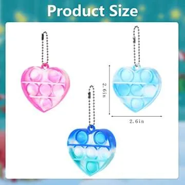 Fuyage Heart Push Pop Keychains for Kids and Adults