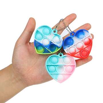 Fuyage Heart Push Pop Keychains for Kids and Adults